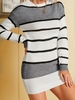 Robe Pull à Col Ras du Cou Rayé M Gris foncé