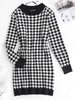 Robe Pull Courte Pied-de-Poule Taille unique Noir