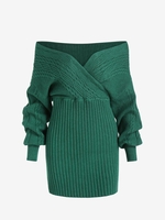 Robe Pull Moulante Côtelée en Tricot Taille unique Vert profond