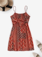 Robe Sanglée à Bretelle Jointive Fleurie Imprimée S Rouge