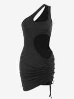 Robe Sanglée Découpée à Une Epaule M Noir