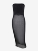 Robe sans Bretelle Transparente en Couleur Unie à Paillettes M Noir