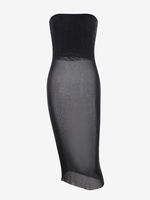Robe sans Bretelle Transparente en Couleur Unie à Paillettes M Noir