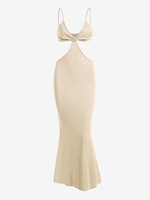 Robe Sirène Longue à Bretelles Spaghetti à Découpe M Jaune clair