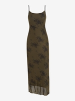 Robe Superposée à Imprimé Fleurie en Maille S Café profond