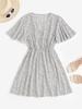 Robe Superposée à Manches avec Papillon à Pois S Blanc