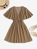Robe Superposée à Manches avec Papillon à Pois S Café