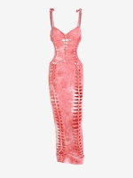 Robe Teintée à Épaules Découpées M Rose clair