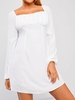 Robe Tordue Au Poitrine en Mousseline à Manches Bouffantes M Blanc