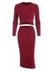 Robe Tricotée Deux-Pièces Large sans Manches S Rouge foncé
