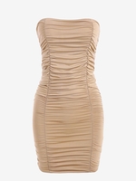 Robe Tube Moulante Froncée en Jersey M Café lumière