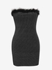 Robe Tube Pailletée à Plume Métallique M Noir