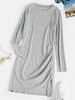 Robe Tulipe Chinée Plissée en Tricot M Gris clair