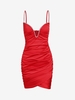 Robe Tulipe Drapée avec Strass M Rouge