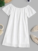 Robe Tunique Broderie Anglaise à Epaule Dénudée M Blanc