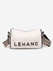 Sac à Bandoulière avec Fermeture Éclair Motif Litchi et Inscriptions