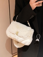 Sac à Bandoulière Décoré de Fausse Perle avec Chaîne en Couleur Unie