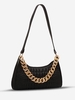 Sac à Bandoulière Décoré de Zip Chaîne Gaufré