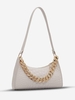 Sac à Bandoulière Décoré de Zip Chaîne Gaufré