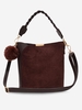 Sac à Bandoulière en Faux Daim Boule Pendante avec Pompon
