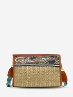Sac à Bandoulière Ethnique Motif de Cachemire en Paille