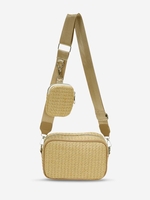 Sac à Bandoulière Rectangle en Paille avec Porte-Monnaie
