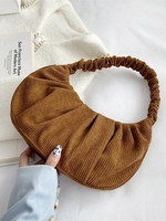 Sac à Bandoulière Rétro Plissé en Velours Côtelé
