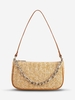 Sac à Bandoulière Zippé Chaîne en Métal en Paille