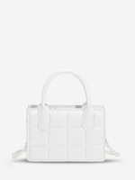 Sac à Bandoulière Zippé en Couleur Unie avec Fausse Perle