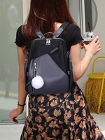 Sac à Dos Embelli de Boule Feuille en Blocs de Couleurs à Pompon