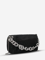 Sac Bouclé Zippé Décoré de Strass avec Chaîne