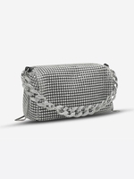 Sac Bouclé Zippé Décoré de Strass avec Chaîne