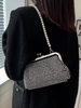 Sac de Soirée en Strass Brillant avec Verrou Fausse Perle
