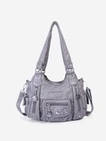 Sac de Vagabond avec Multi-Poches en Cuir Doux