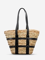 Sac Fourre-tout de Plage à Bretelle Contrasté en Paille