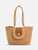 Sac Fourre-tout de Plage Tissé avec Fausse Perle