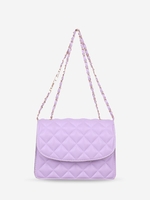 Sac Fourre-tout Matelassé Losange en Couleur Unie avec Chaîne