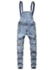 Salopette Déchirée Zippée en Couleur Unie en Denim S Bleu clair