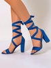 Sandales à Lanières à Talons Hauts de Couleur Unie