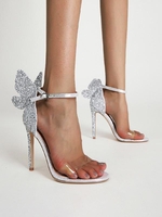 Sandales à Talons Aiguilles Décor de Papillon 3D Lumineuses