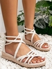 Sandales Bride Tressée à Talon Compensé
