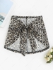 Sarong de Plage en Dentelle Transparente Léopard Animal Taille unique Café