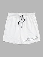 Short à Imprimé Dinosaure à Cordon Xl Blanc