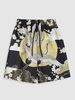 Short à Imprimé Fleur et Grue à Cordon Xl Vanille