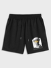 Short à Imprimé Lettre et Statue à Cordon Xl Noir