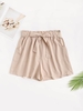 Short à Taille Empire Ceinturé avec Poches M Café lumière