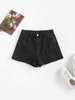 Short à Taille Haute à Ourlet Roulé en Denim M Noir