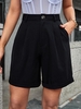 Short à Taille Haute avec Poche à Ourlet Roulé S Noir