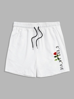 Short avec Cordon Poche à Imprimé Rose et C