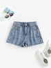 Short avec Poches en Denim à Ourlet Effrangé S Bleu